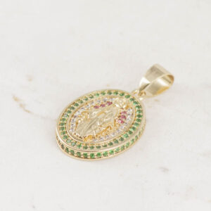 DIJE MEDALLA MILAGROSA CIRCONES COLORES DOBLE