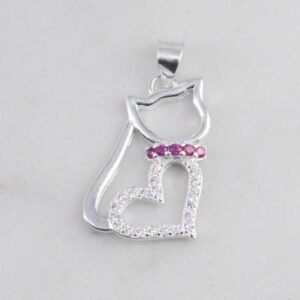 DIJE GATO CORAZON CIRCONES