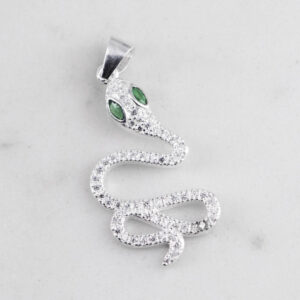 DIJE SERPIENTE CIRCONES OJOS ESMERALDA