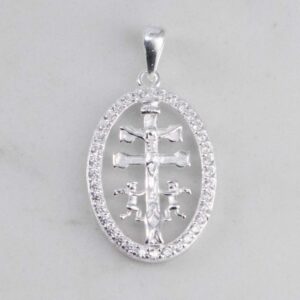 DIJE OVALO CRUZ CARAVACA GRANDE CIRCONES