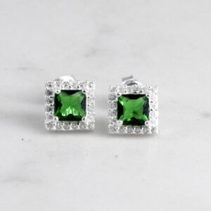 TOPO CUADRADO CIRCONES CRISTAL ESMERALDA