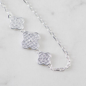 PULSERA 3 TREBOLES CIRCONES 17CM